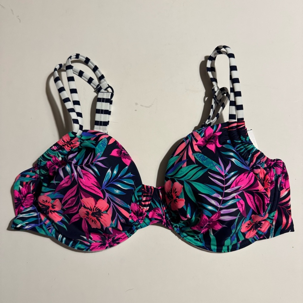 Venice Beach 38C Underwire Tropical Palm Floral Bikini Top